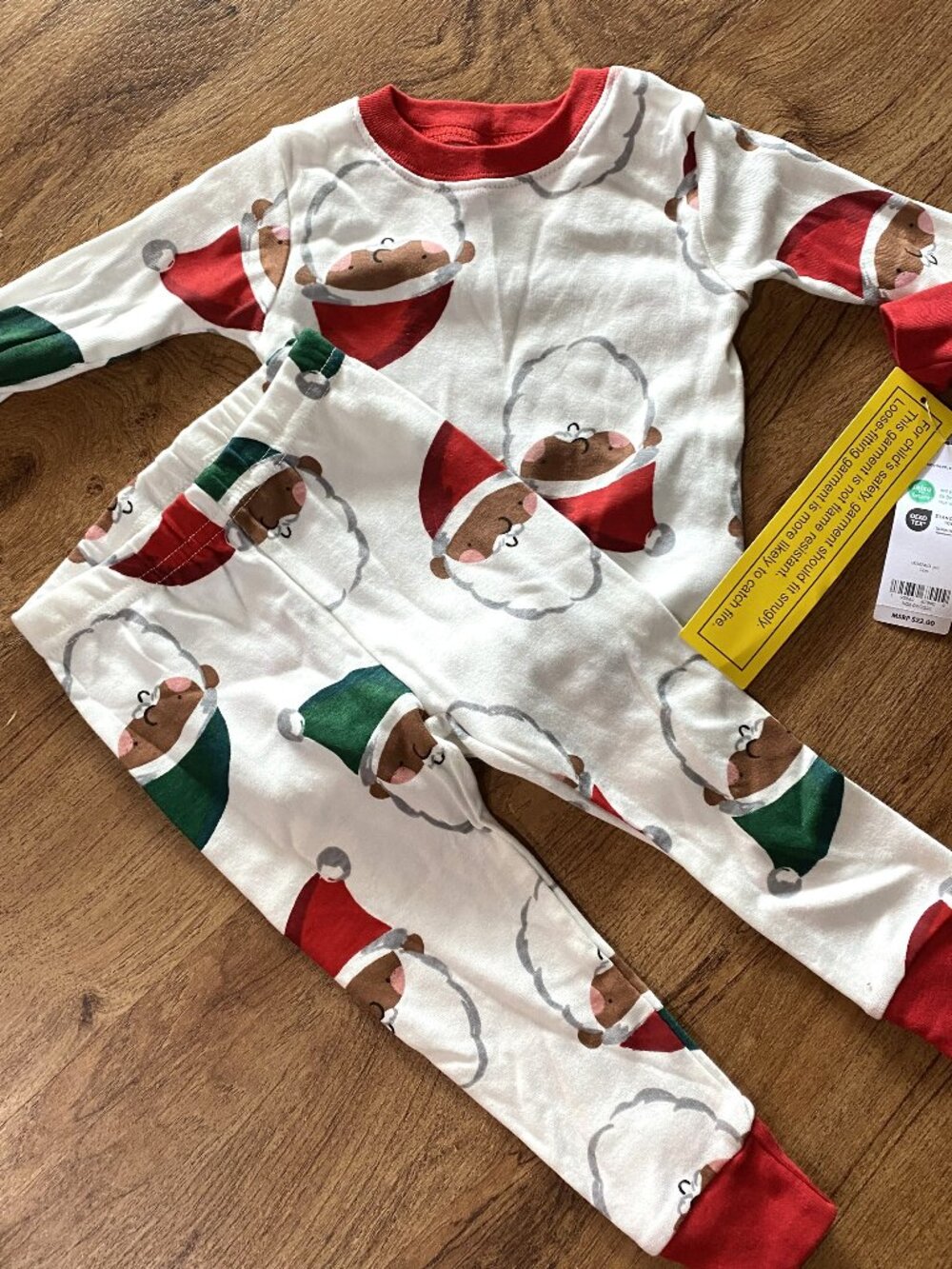 NWT Carter's Brown Face Santa Pajama Set-12Month